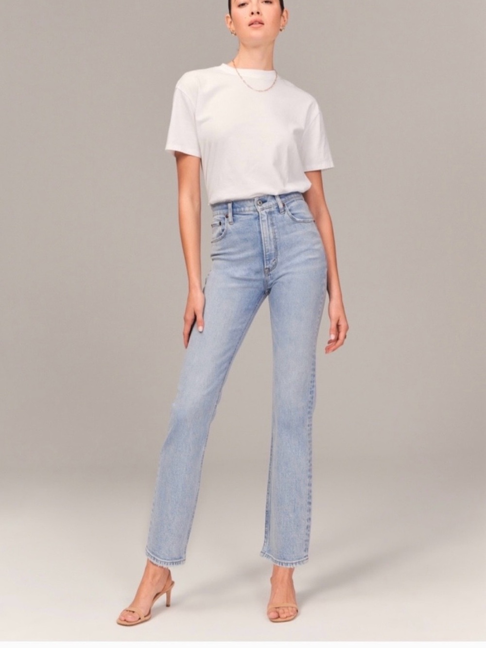 Abercrombie Curve Love Ultra Straight Leg High-Rise Light Blue Womens Jeans